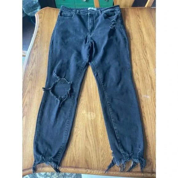 Women's Vervet by Flying Monkey Black‎ Distressed Jeans Size 32 Bin B - Picture 1 of 13